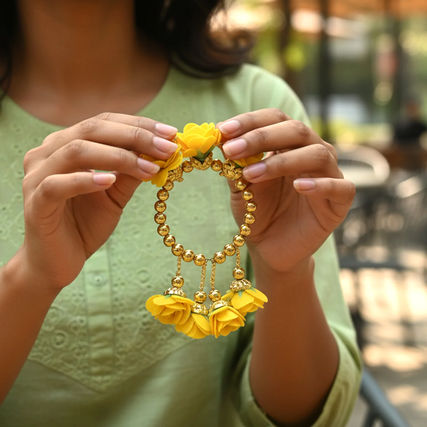 Traditional Pooja Wrist Ornament Haldi Kada Bracelet (1 Pc) - Image 3