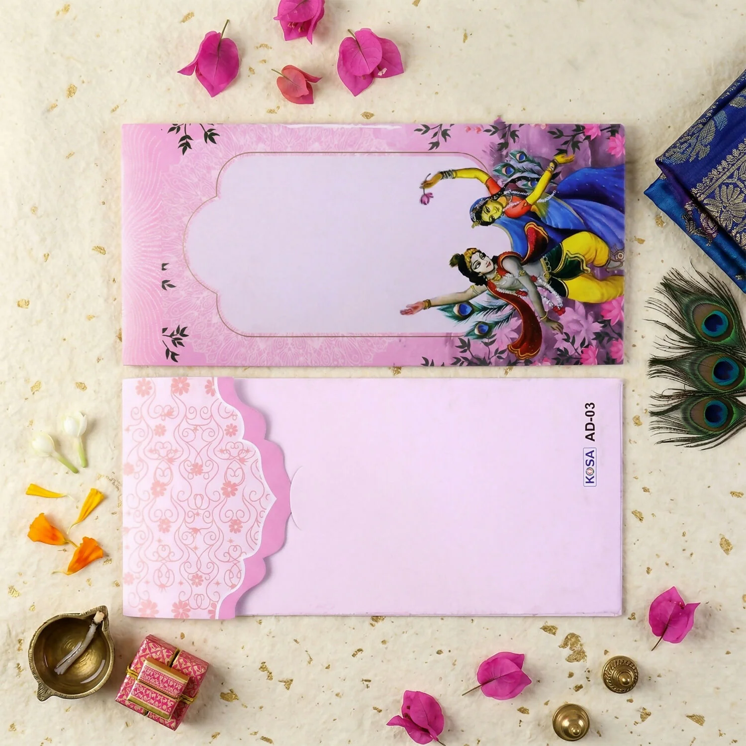 Traditional Radha Krishna Wedding Shagun Money Envelope Pack of 10 Pieces - Image 3