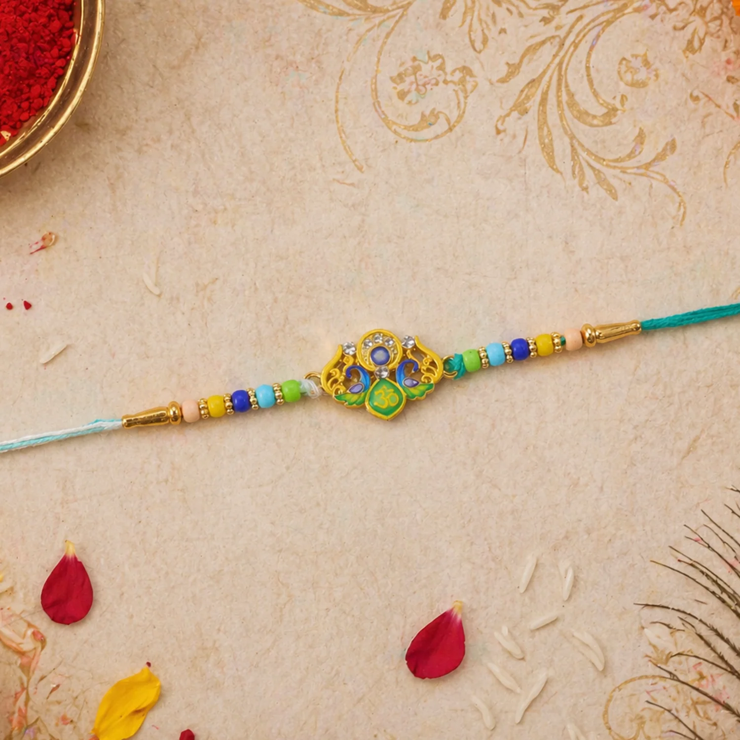 Traditional Rakhi with Colorful Beads and Elegant Design (1 Pc) - Image 3