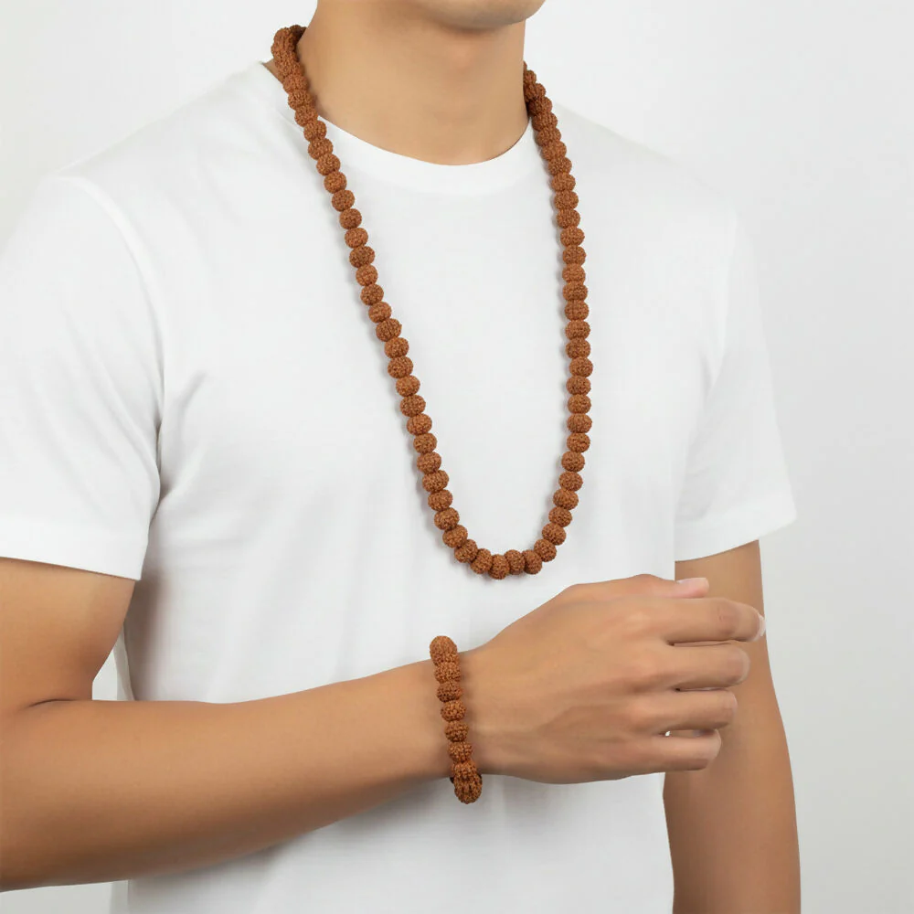 Traditional Rudraksha Mala with Matching Bracelet Combo - Image 2
