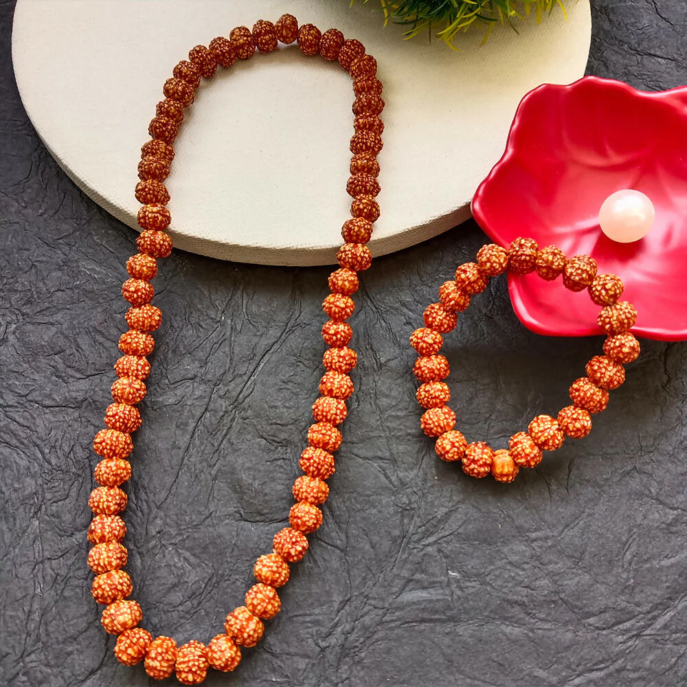 Traditional Rudraksha Mala with Matching Bracelet Combo - Image 3
