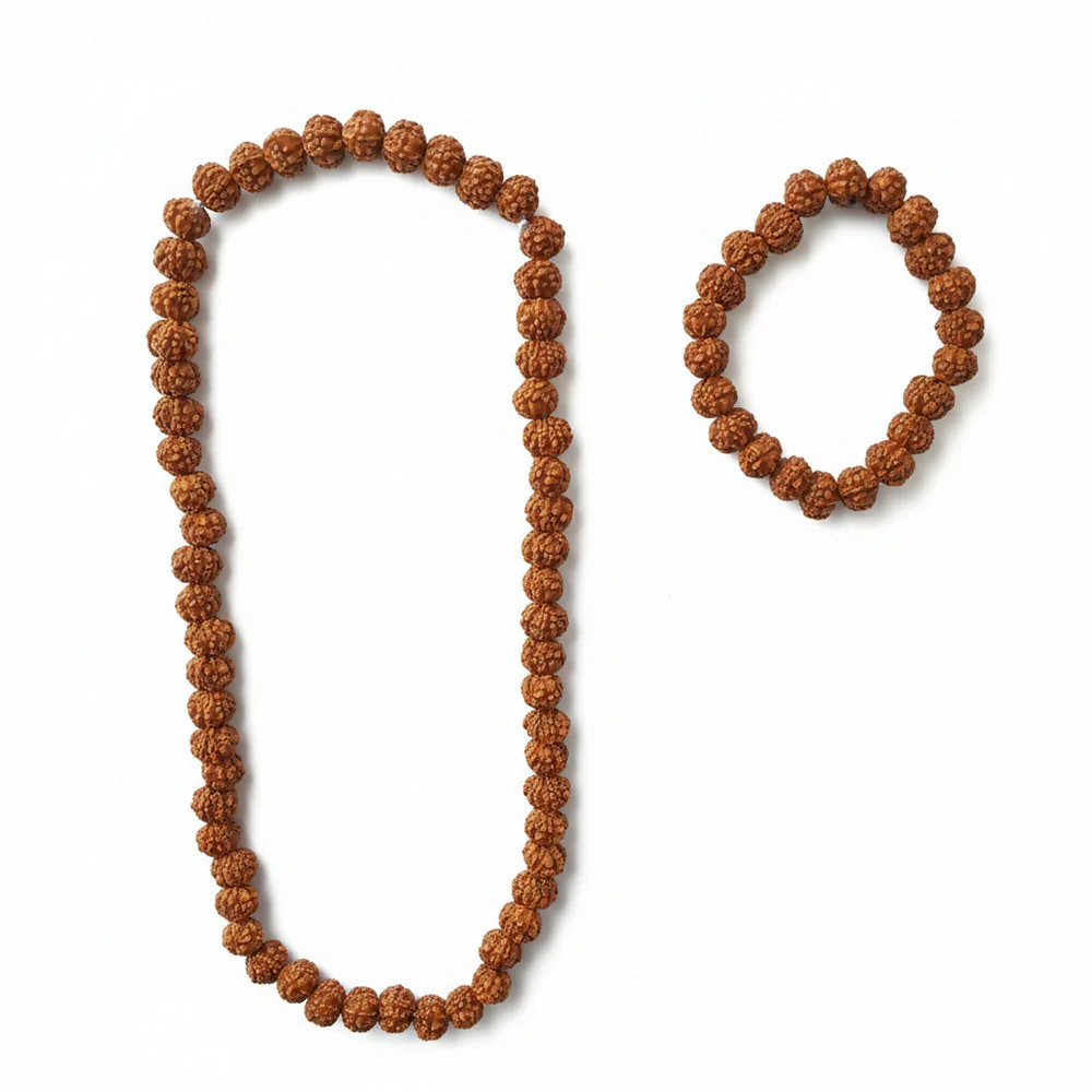 Traditional Rudraksha Mala with Matching Bracelet Combo - Image 4