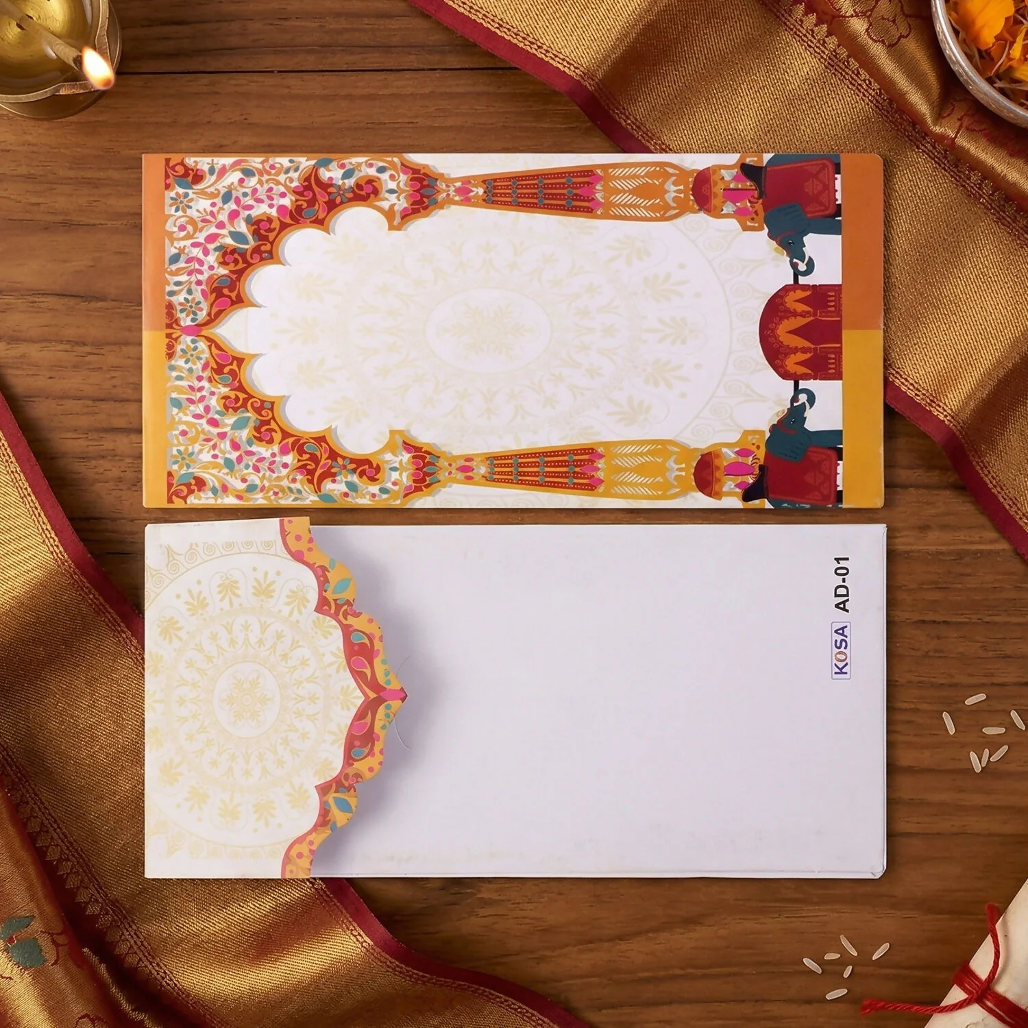 Traditional Wedding Shagun Money Envelope Elephant Design Pack of 10 Pieces - Image 3