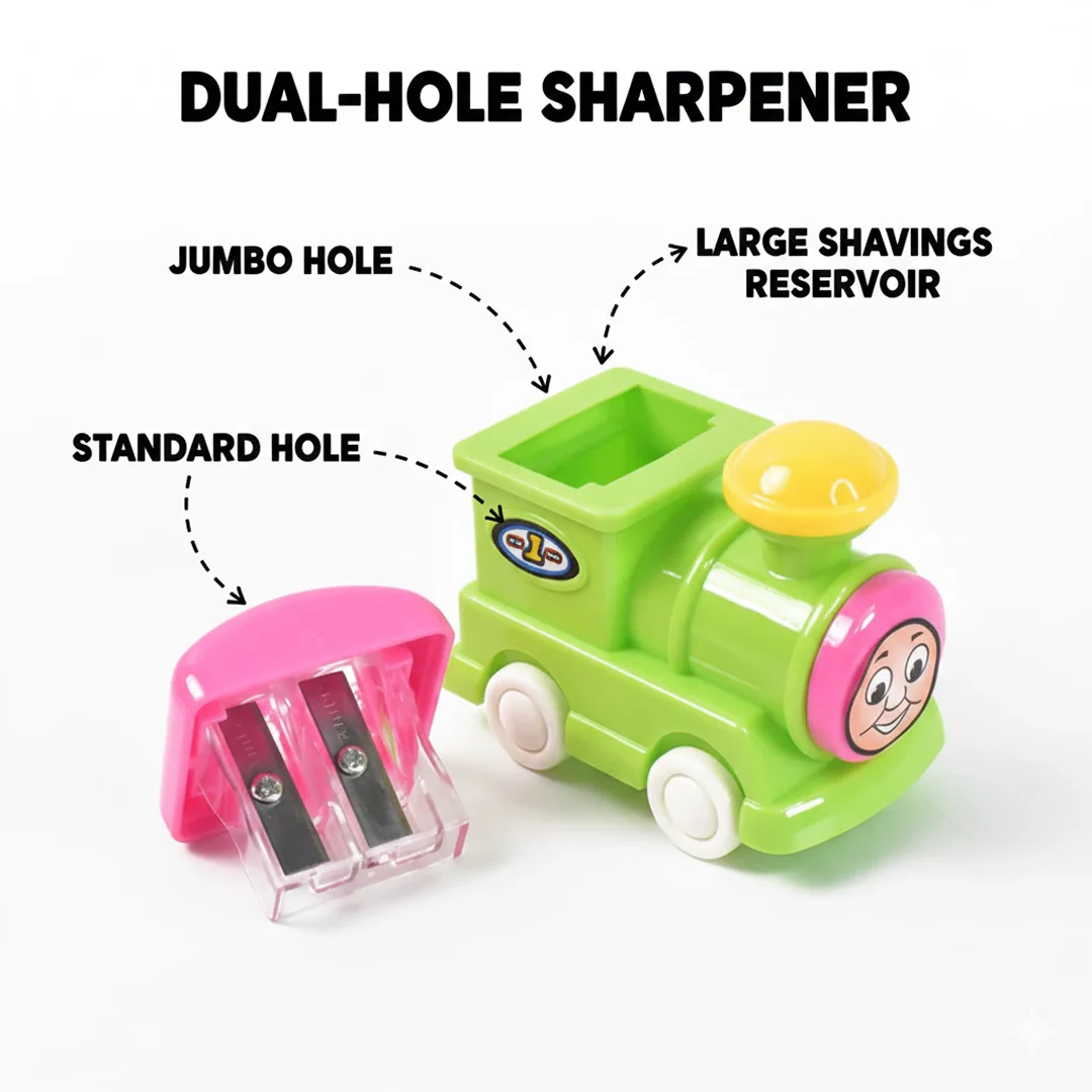 Train Double Hole Pencil Sharpener (1 Pc) - Image 2