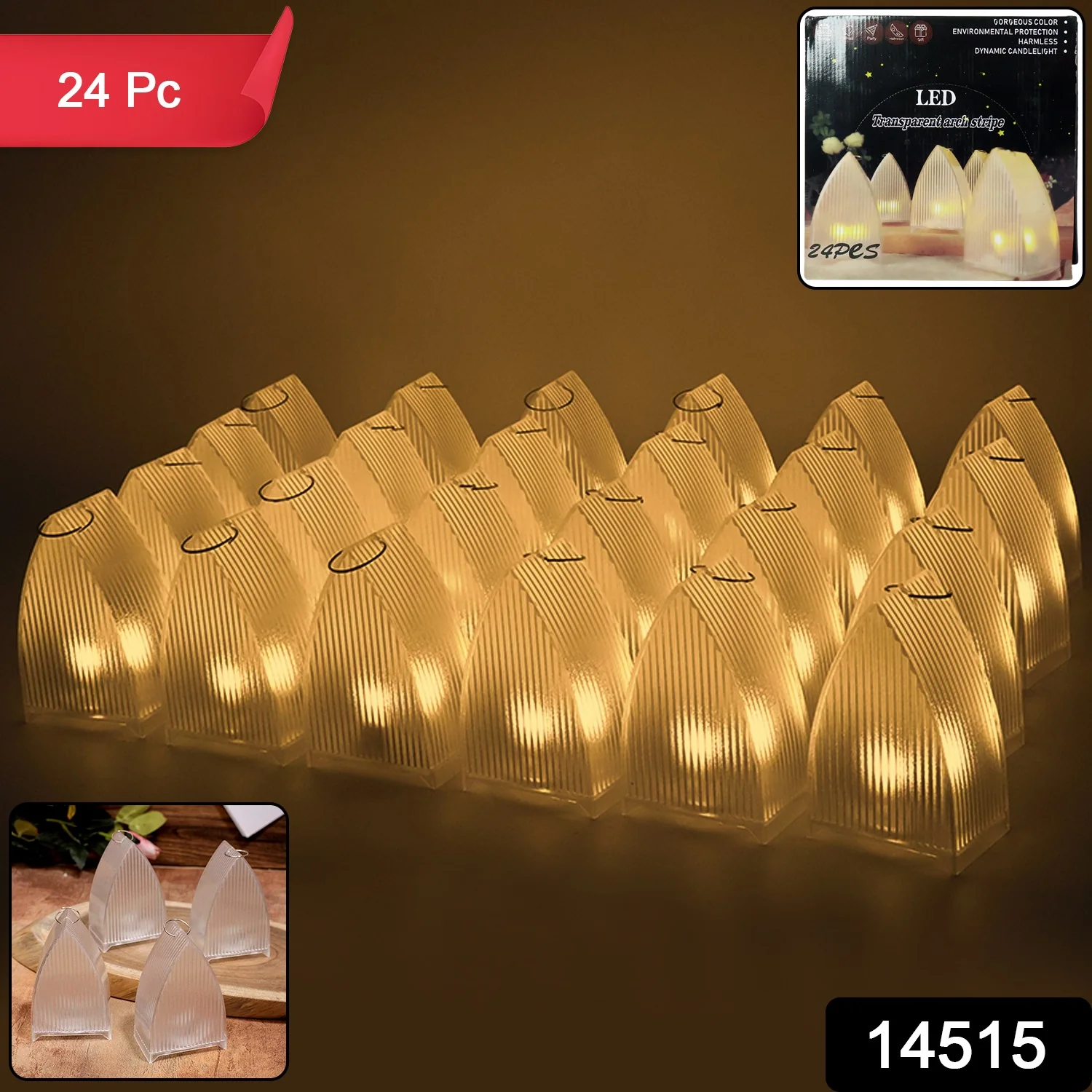 Transparent Decorative LED Candle Lights (24 Pc) - Image 2
