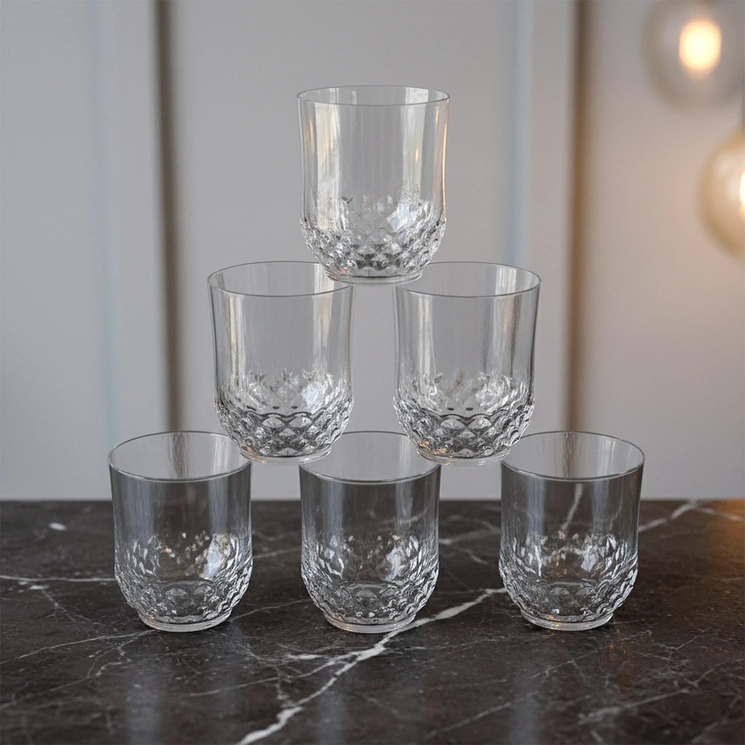 Transparent Diamond-Pattern Drinking Glass Set (6 Pc Set) - Image 3