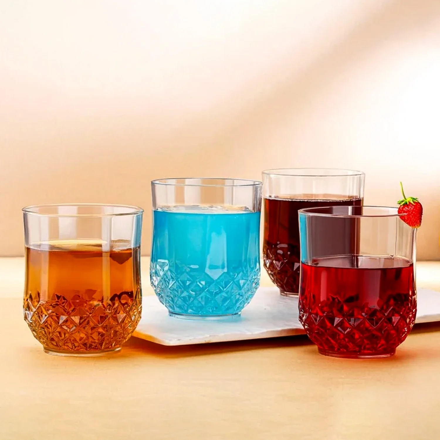 Transparent Diamond-Pattern Drinking Glass Set (6 Pc Set) - Image 4