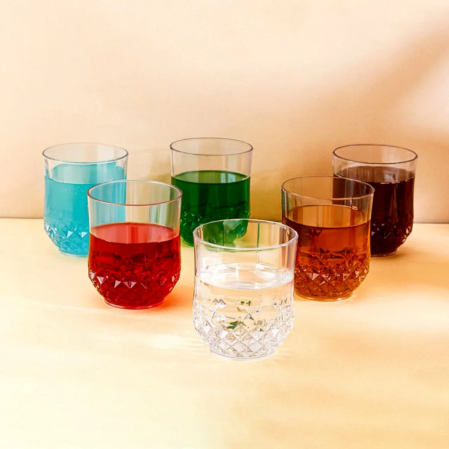 Transparent Diamond-Pattern Drinking Glass Set (6 Pc Set) - Image 7