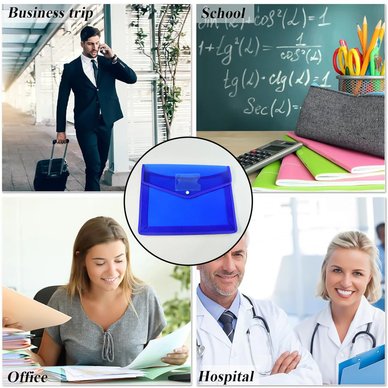 Transparent Document File Folder Multi-Color Button Closure File Bags (1 Pc / Mix Color) - Image 4