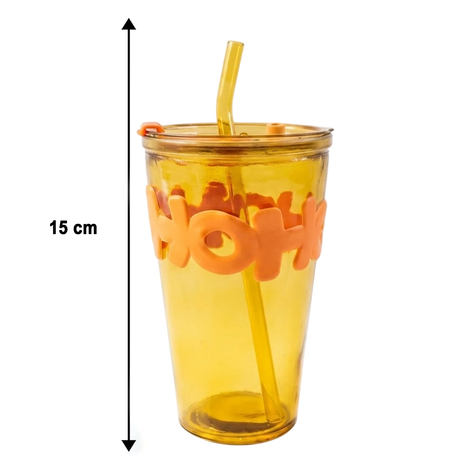 Transparent Glass Tumbler with Lid and Straw (450 ML) - Image 6
