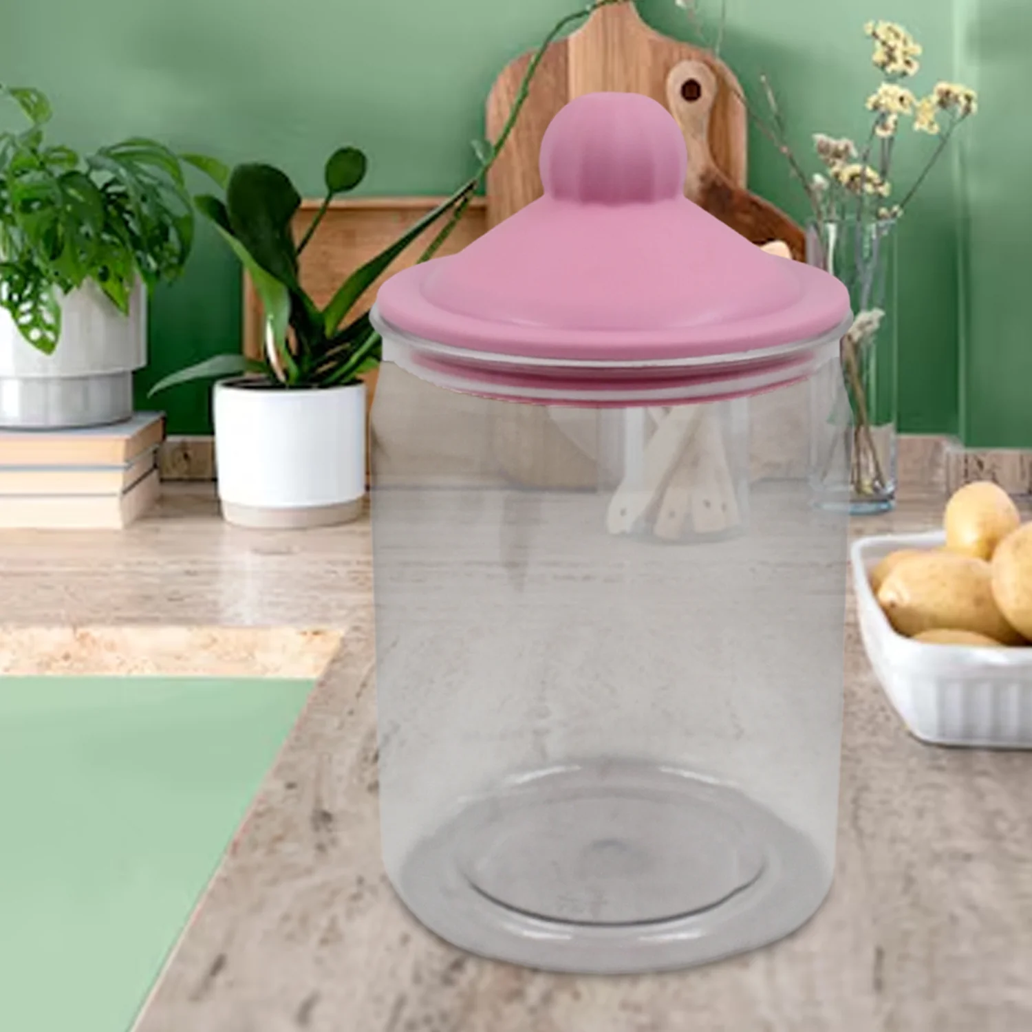 Transparent Kitchen Plastic Container/ Jar Set (2 Pcs Set / 1100 ML Approx) - Image 6
