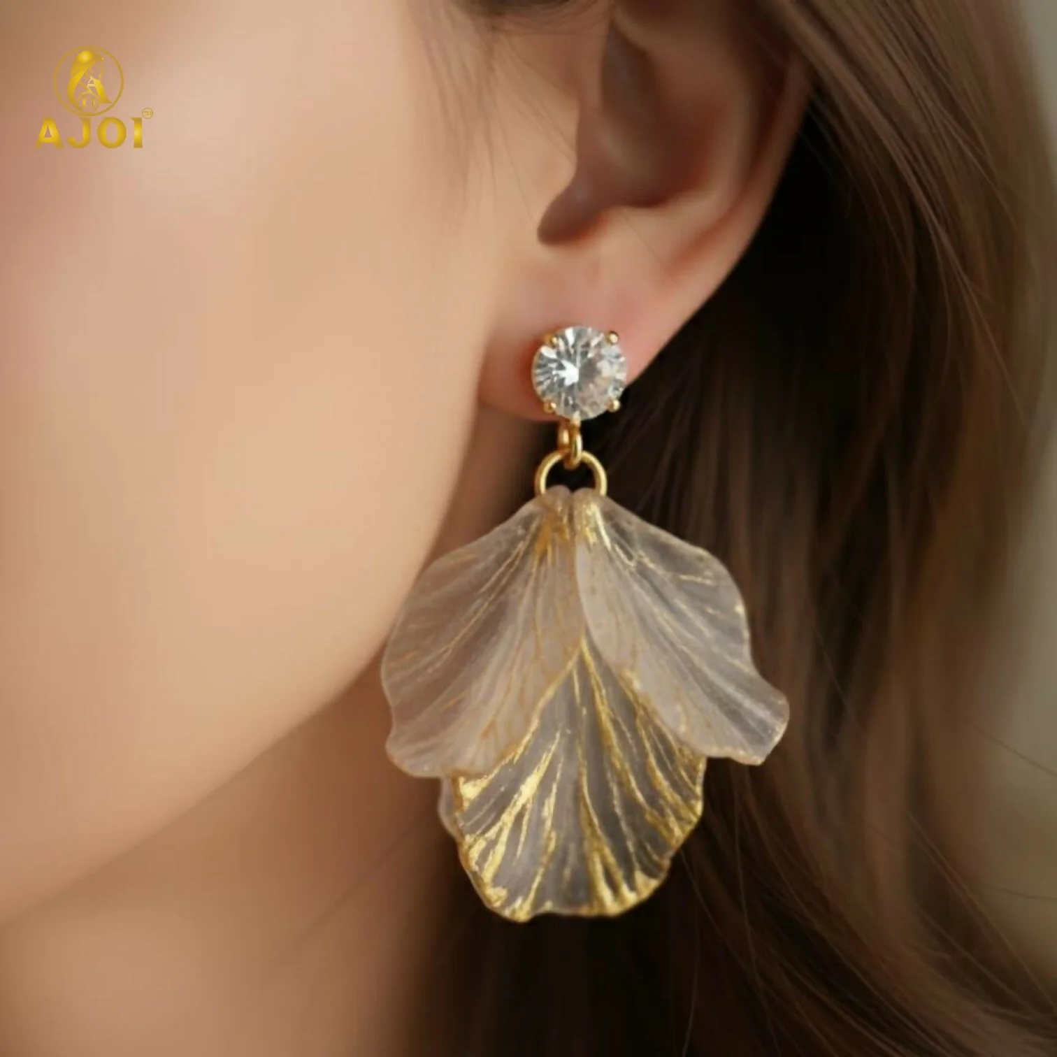 Transparent Leaf Design Drop Earrings Combo (3 Pair Set) - Image 2