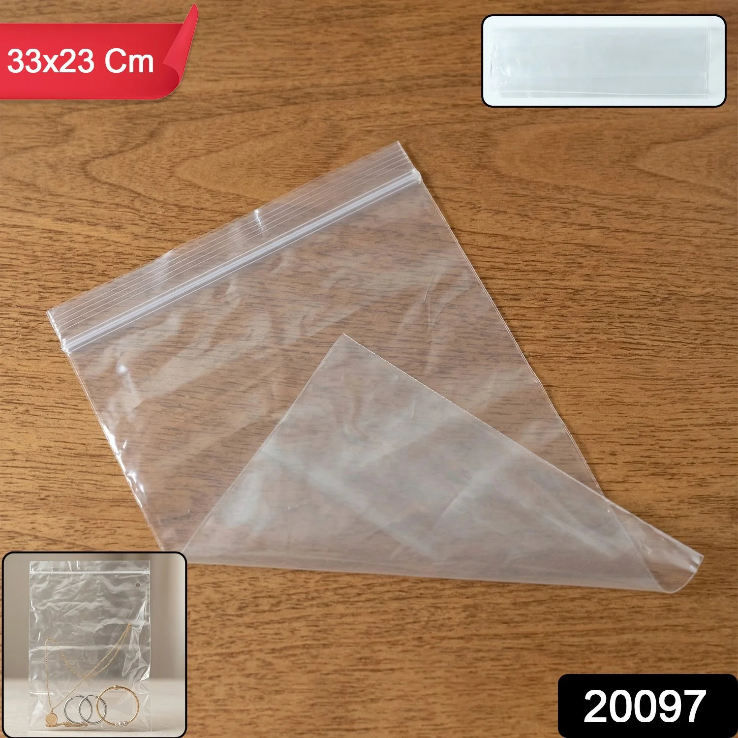 Transparent Plastic Zip Lock Bag (1 Pc, 33x23 Cm) - Image 2