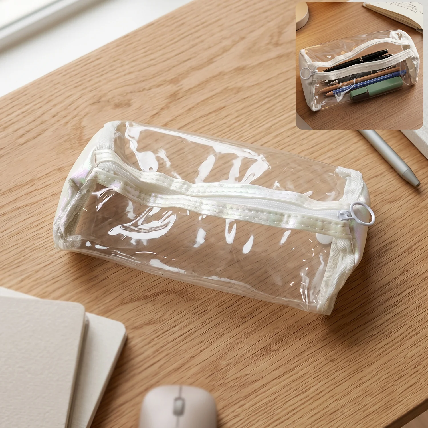Transparent PVC Pencil Case with Zipper Closure (1 Pc) - Image 3