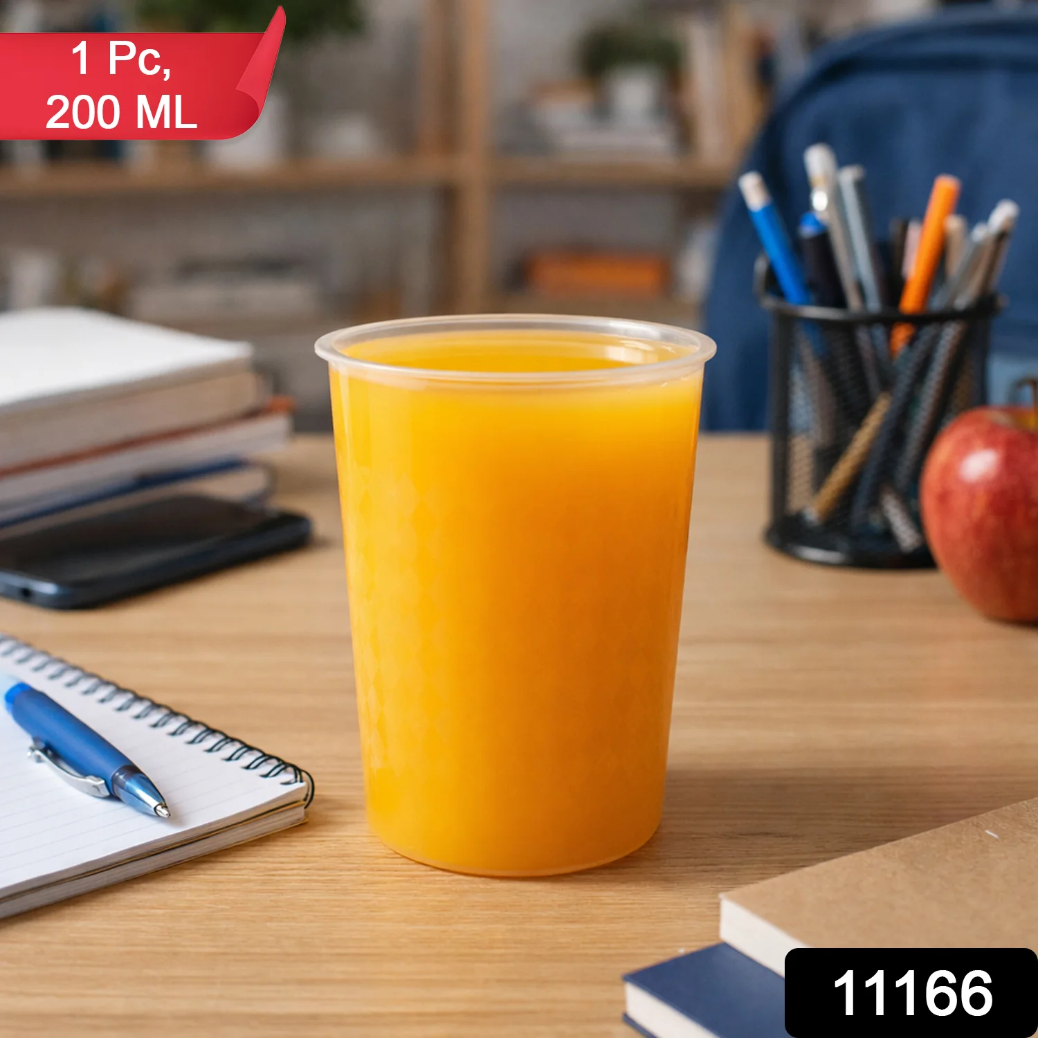 Transparent Reusable Plastic Drinking Glass 200 ML Approx (1 Pc) - Image 2