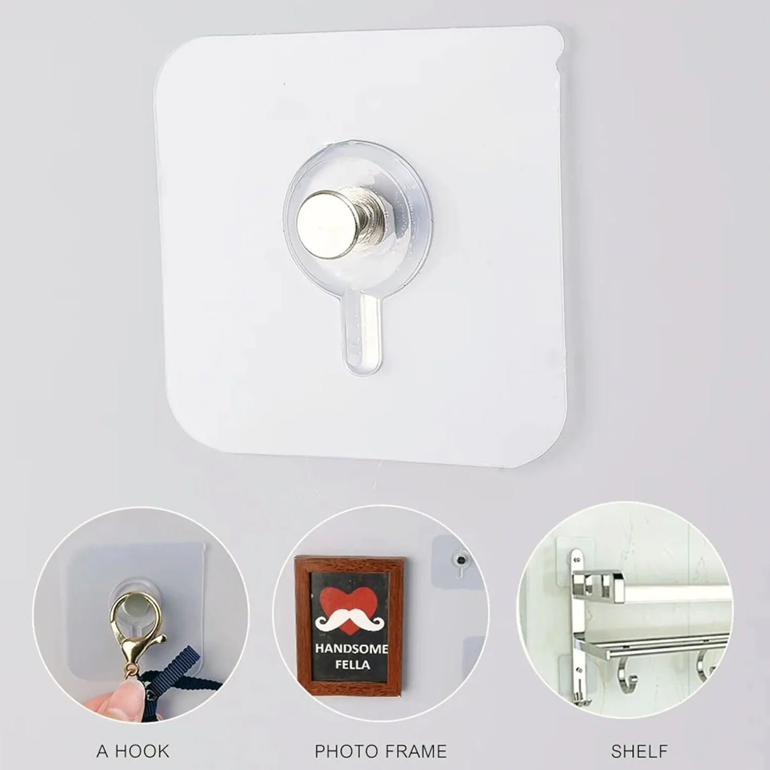 Transparent Self Adhesive Wall Hook Set (12 Pc) - Image 4