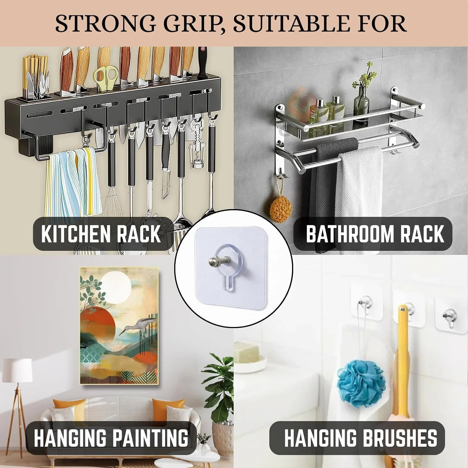 Transparent Self Adhesive Wall Hook Set (12 Pc) - Image 7