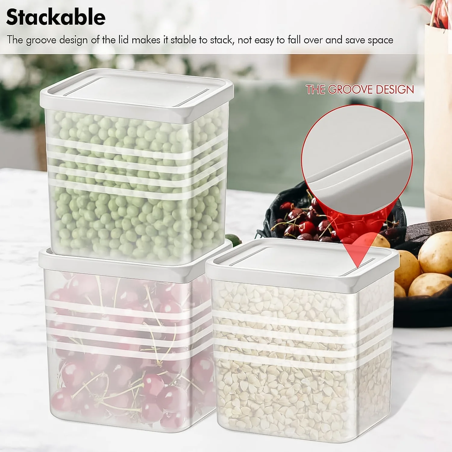 Transparent Square Plastic Food Storage Container Set (6 Pc) - Image 4