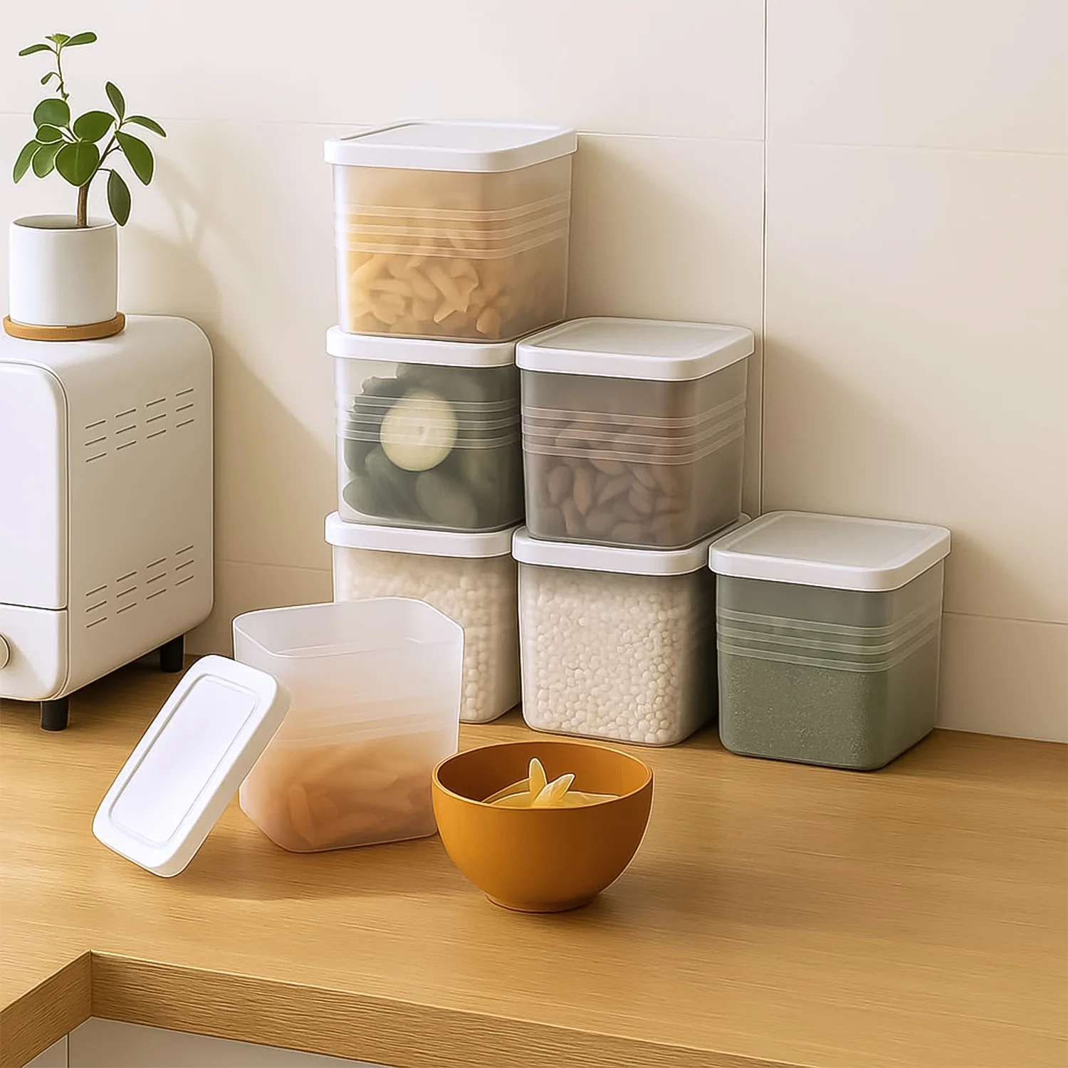 Transparent Square Plastic Food Storage Container Set (6 Pc) - Image 6