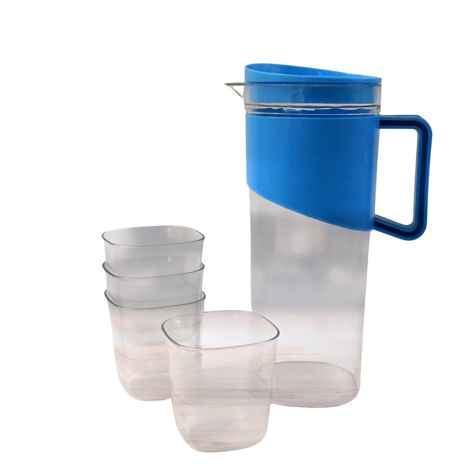 Transparent Premium Jug with Elegant Handle & 4 Plastic Glasses (2000 ML Approx) - Image 5