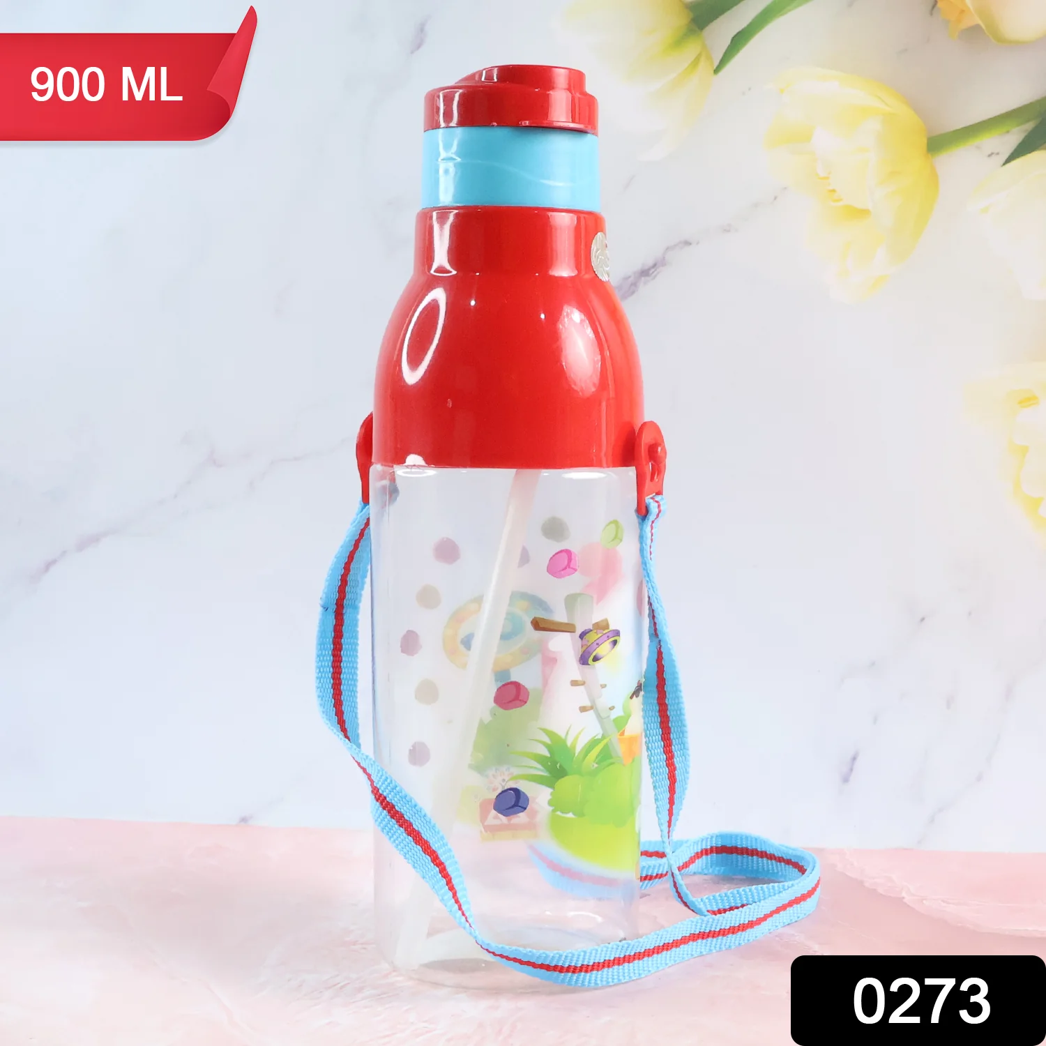900ml Insulated Water Bottle with Dori & Straw: Leakproof, BPA-Free, Sports Bottle - Image 2