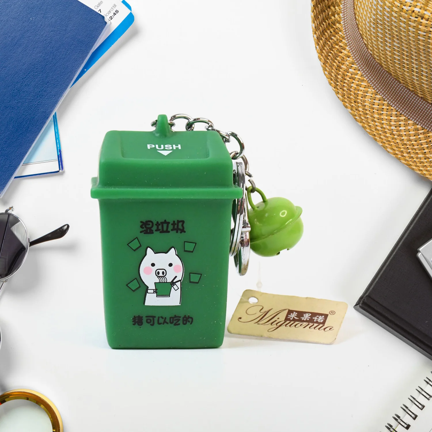 Trash Can Keychain Recycle Can Keyring Novelty Keychain - Image 4