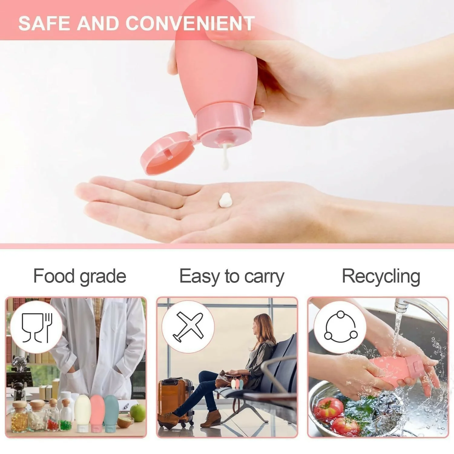 Travel Bottle for toiletries Shampoo set of 3 pc - Image 2