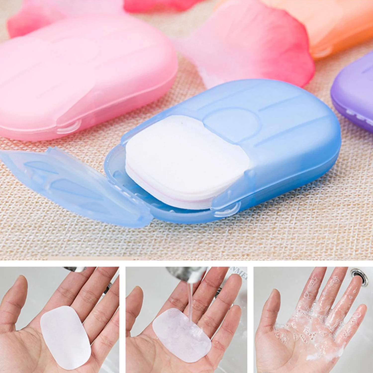 Travel Paper Soap Sheet with Mini Box (20 Sheets in a Pack Approx / Mix Color) - Image 5