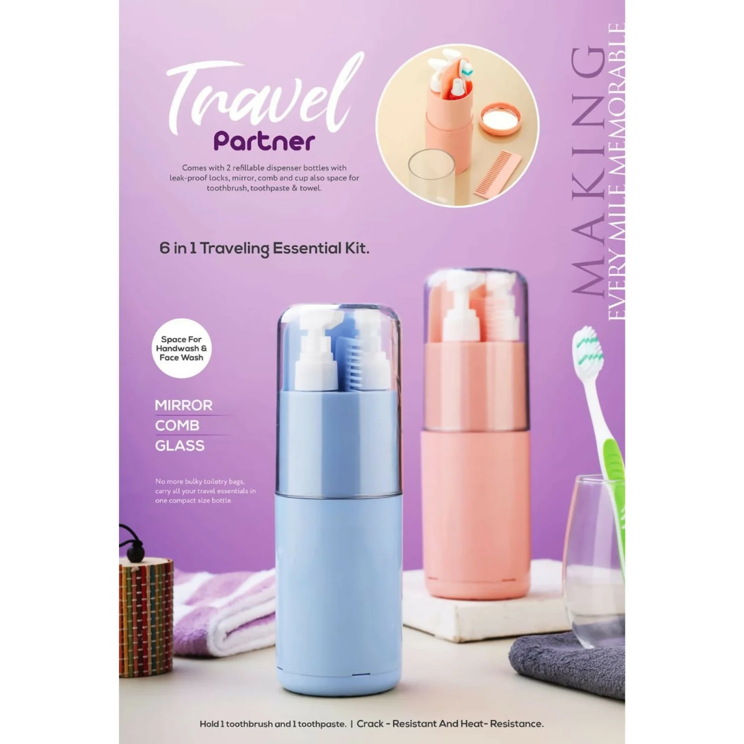 Travel Partner 6 in 1 kit Multi color - Image 3