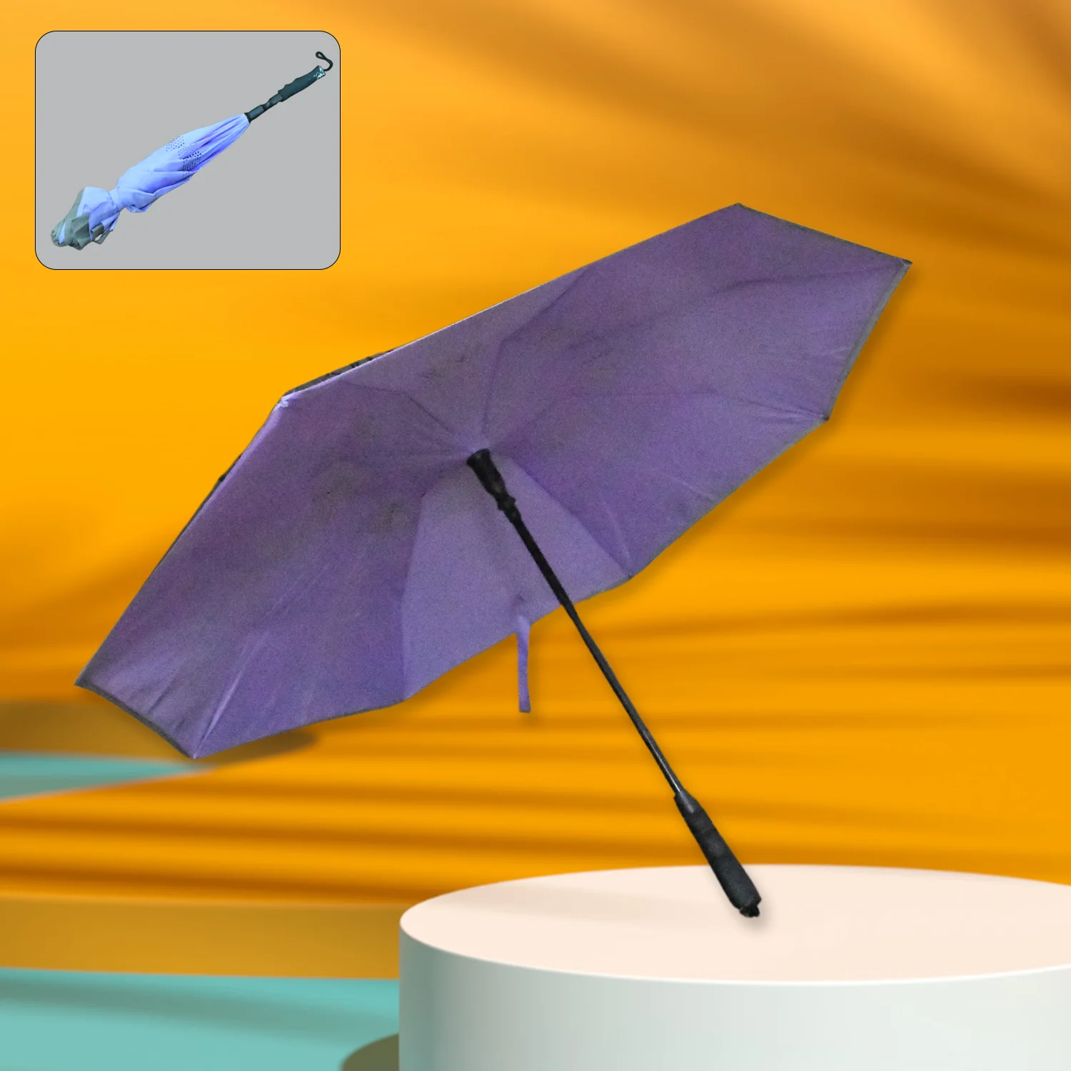 Windproof Compact Travel Umbrella – Reverse Folding Design (1 Pc) - Image 2