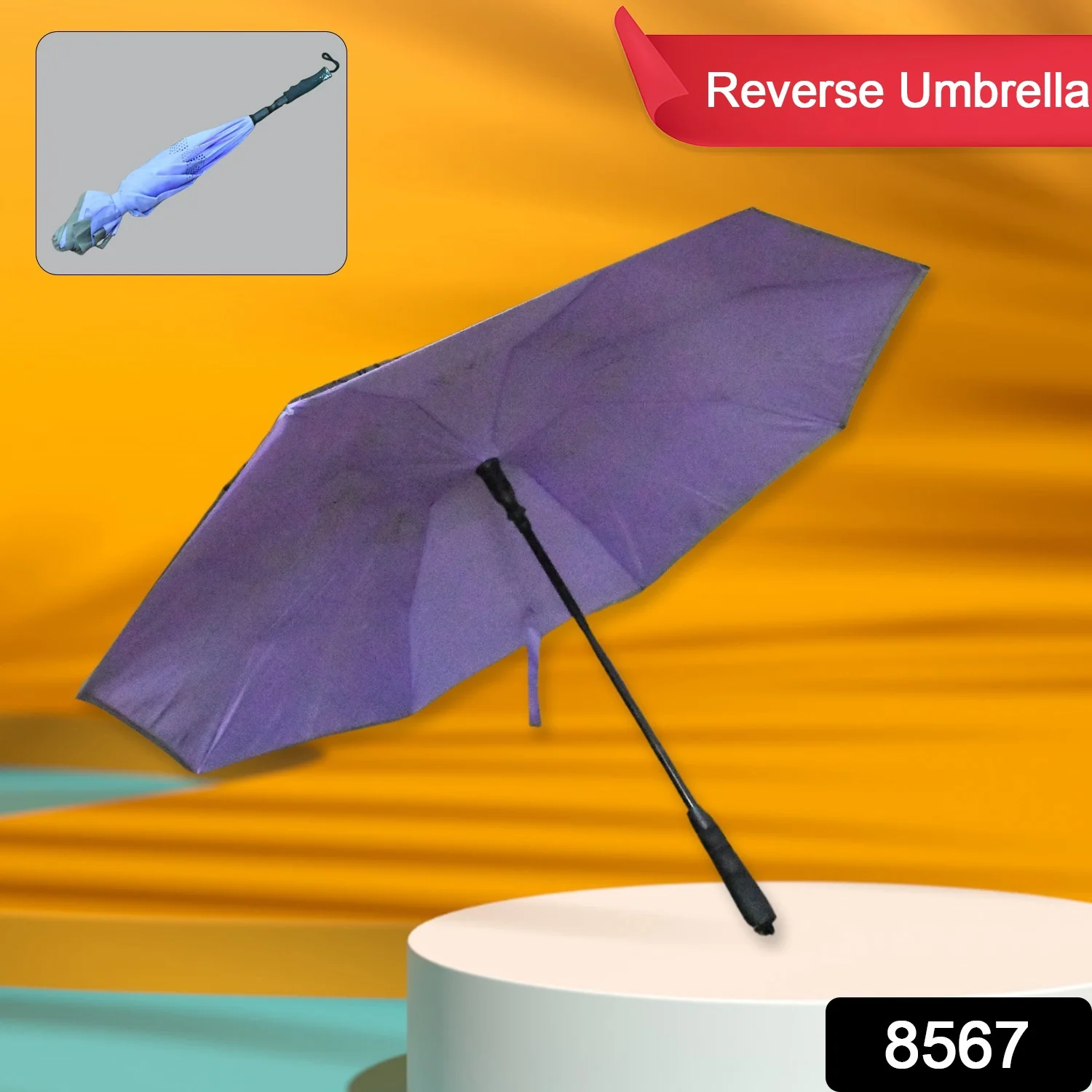 Windproof Compact Travel Umbrella – Reverse Folding Design (1 Pc) - Image 3