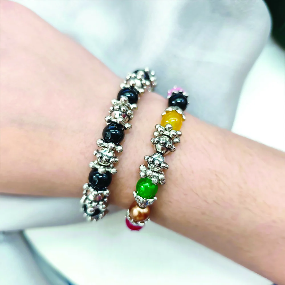 Trendy Black & Gold Beaded 2 PC Bracelets for Women - Image 2