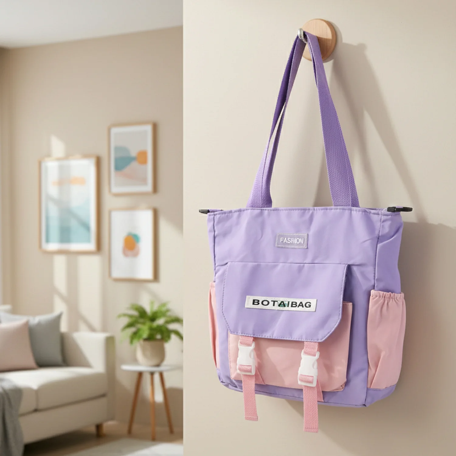 Trendy Multi-Pocket Shoulder Tote Sling Bag (1 Pc) - Image 3