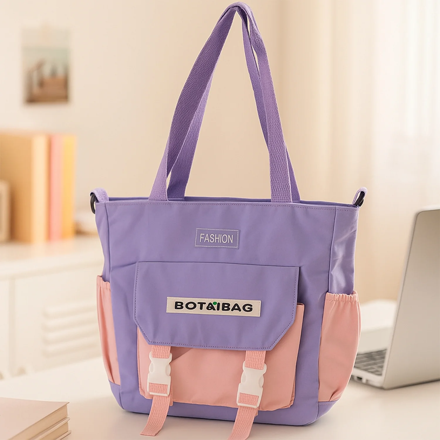 Trendy Multi-Pocket Shoulder Tote Sling Bag (1 Pc) - Image 7