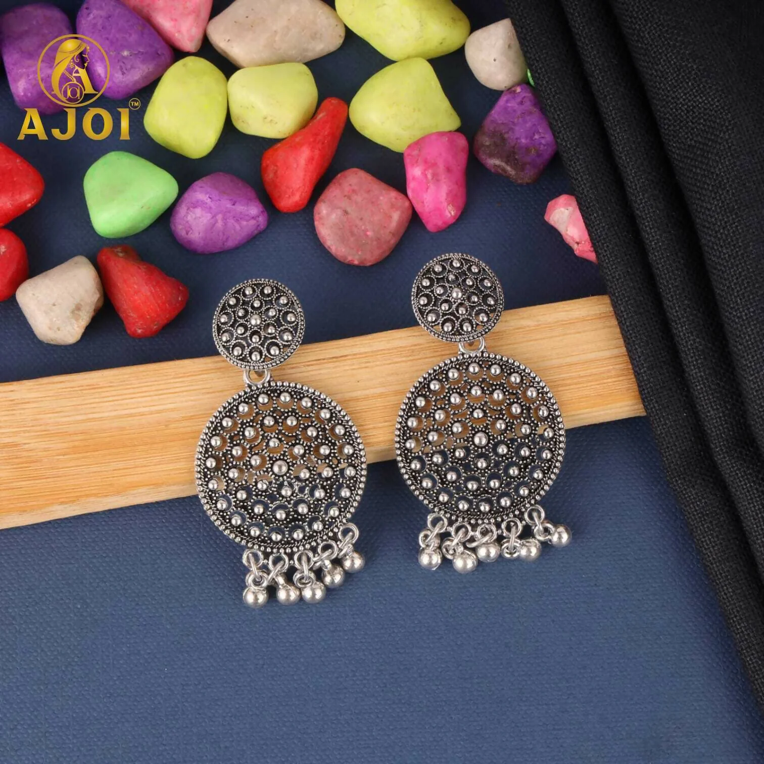 Trendy Oxidised Silver Statement Earrings Combo Set for Women & Girls (Set of 4) - Image 2