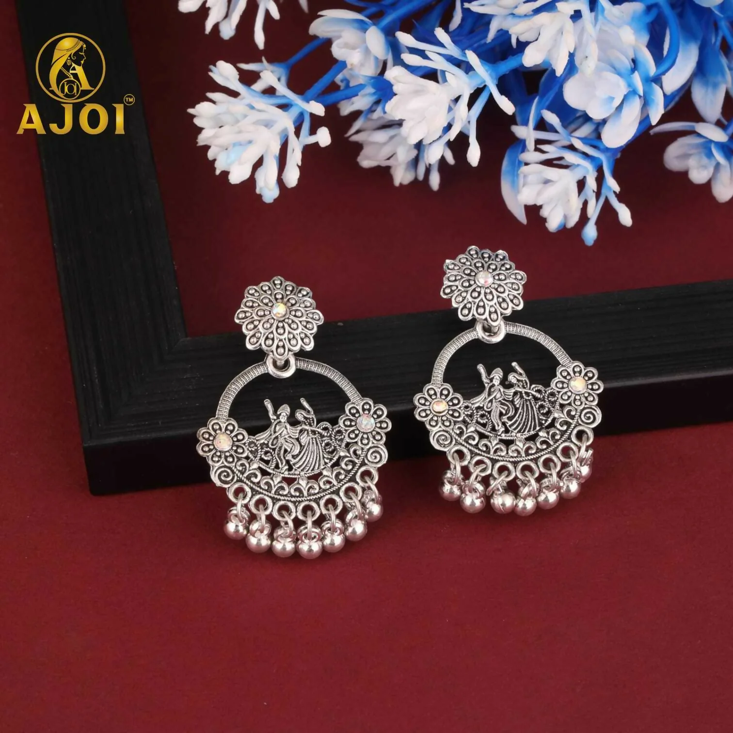 Trendy Oxidised Silver Statement Earrings Combo Set for Women & Girls (Set of 4) - Image 3