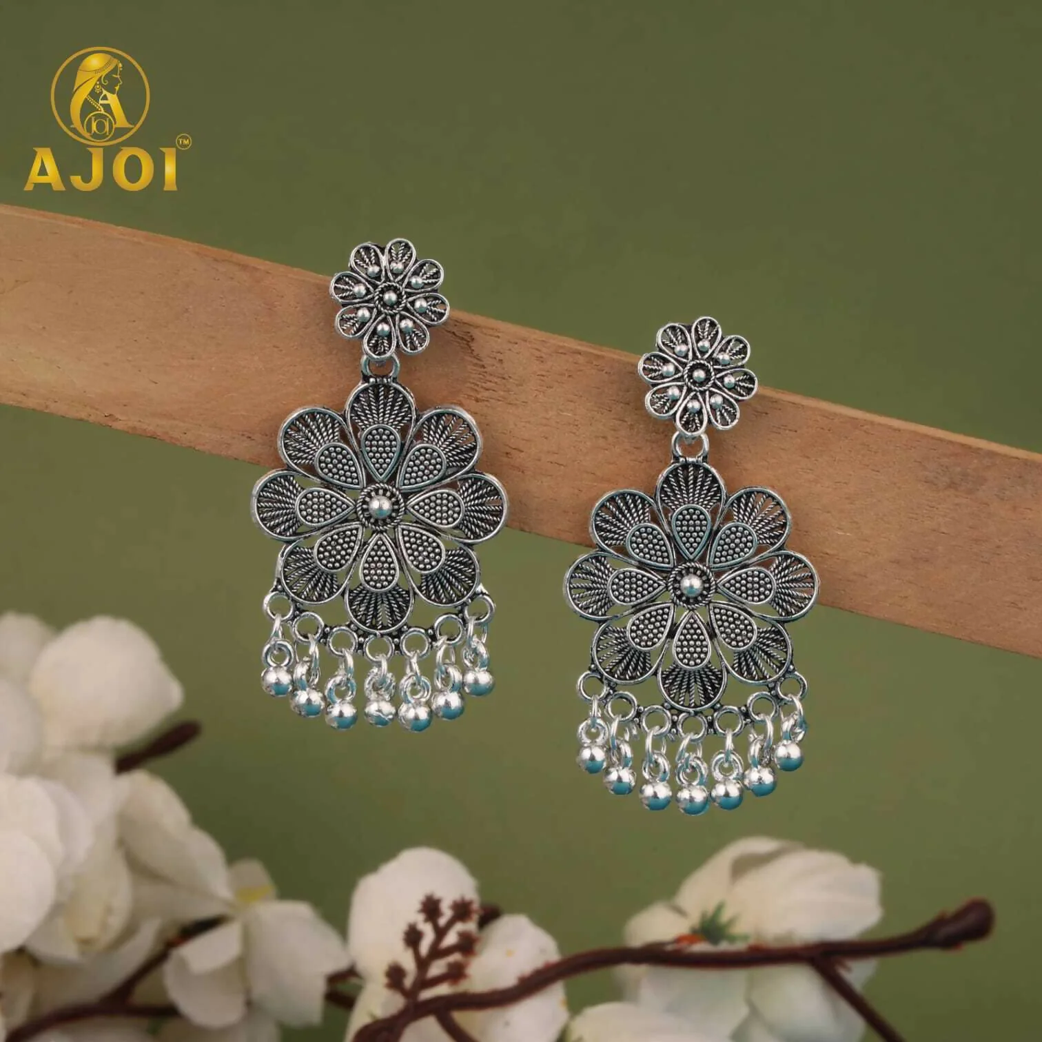 Trendy Oxidised Silver Statement Earrings Combo Set for Women & Girls (Set of 4) - Image 4