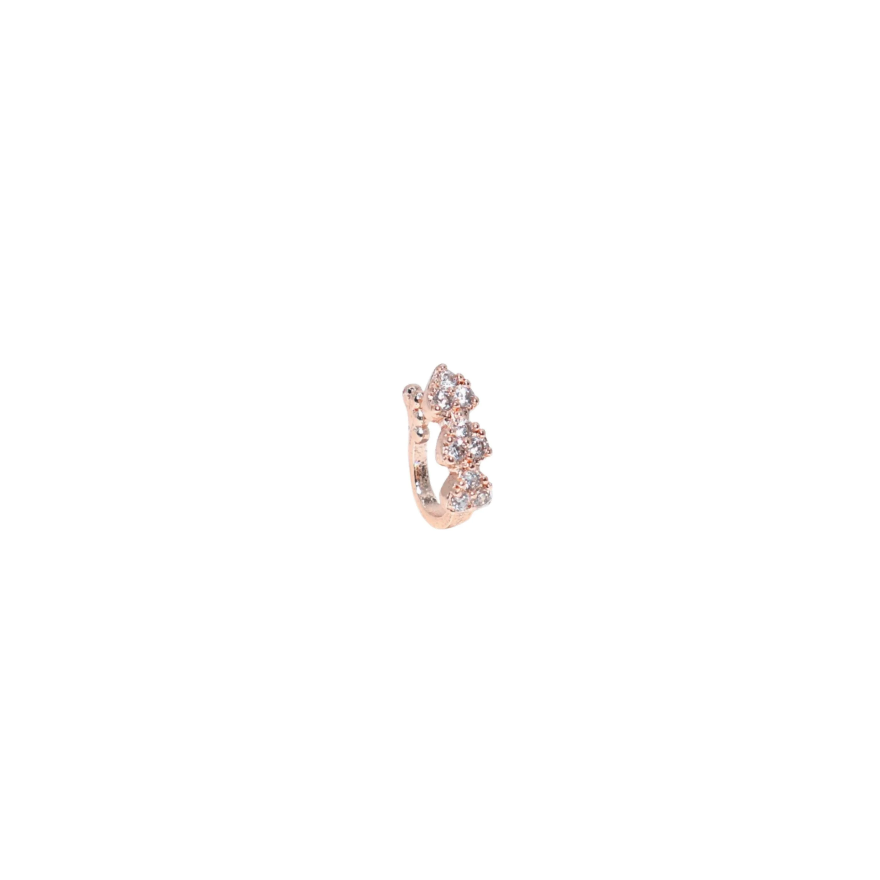 Triple Cluster AD No Piercing Nose Ring Nath - Gold/Rose Gold - Image 2