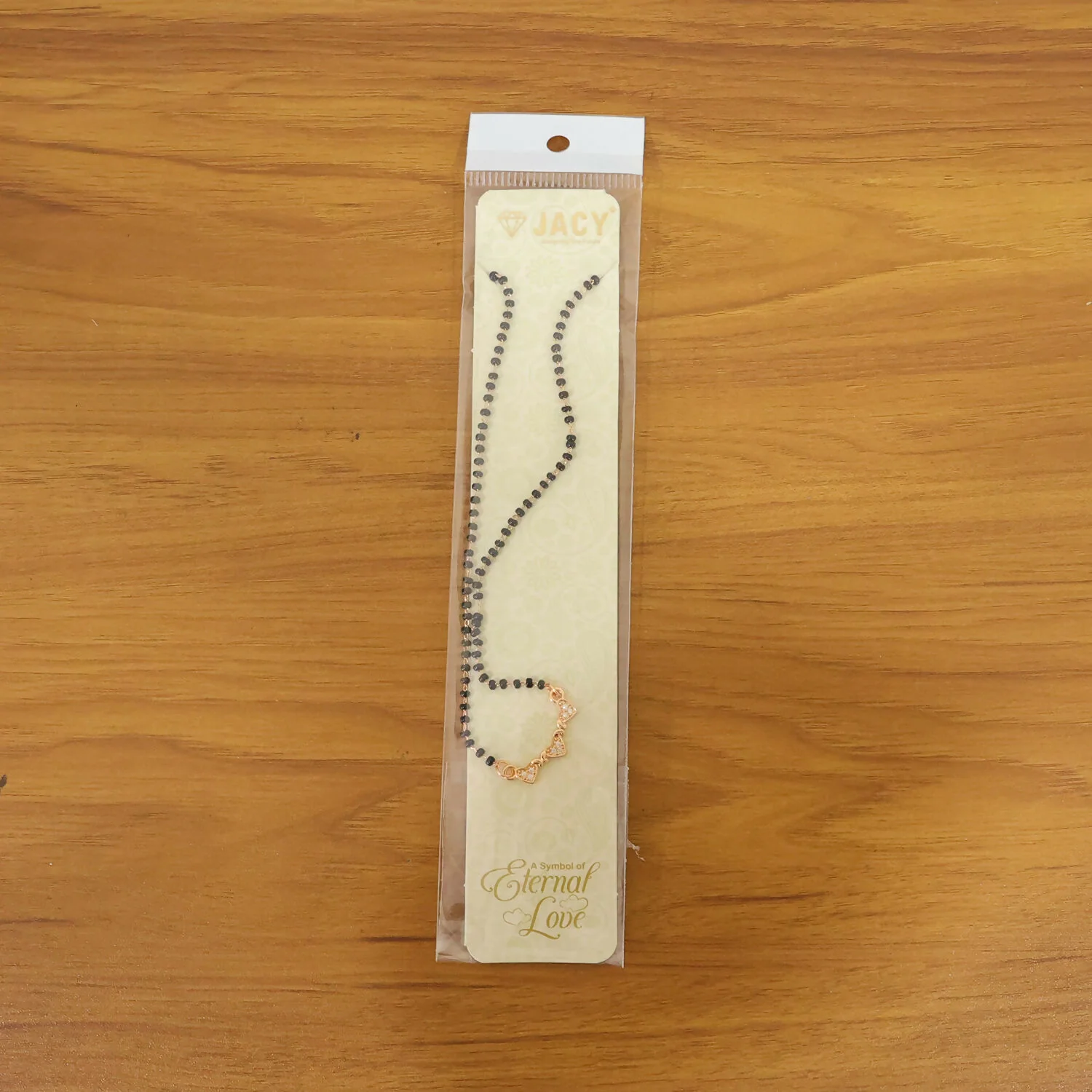 Triple Heart Design Mangalsutra Necklace with Crystal Stones - Image 7