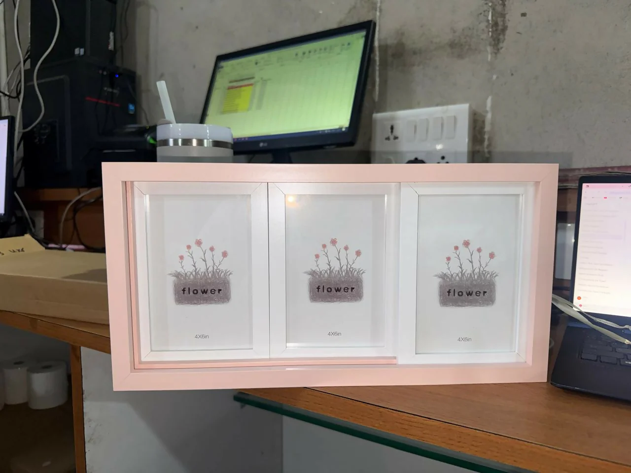Triple Photo Frame 4x6 Wooden Horizontal Display Frame for Table - Image 7