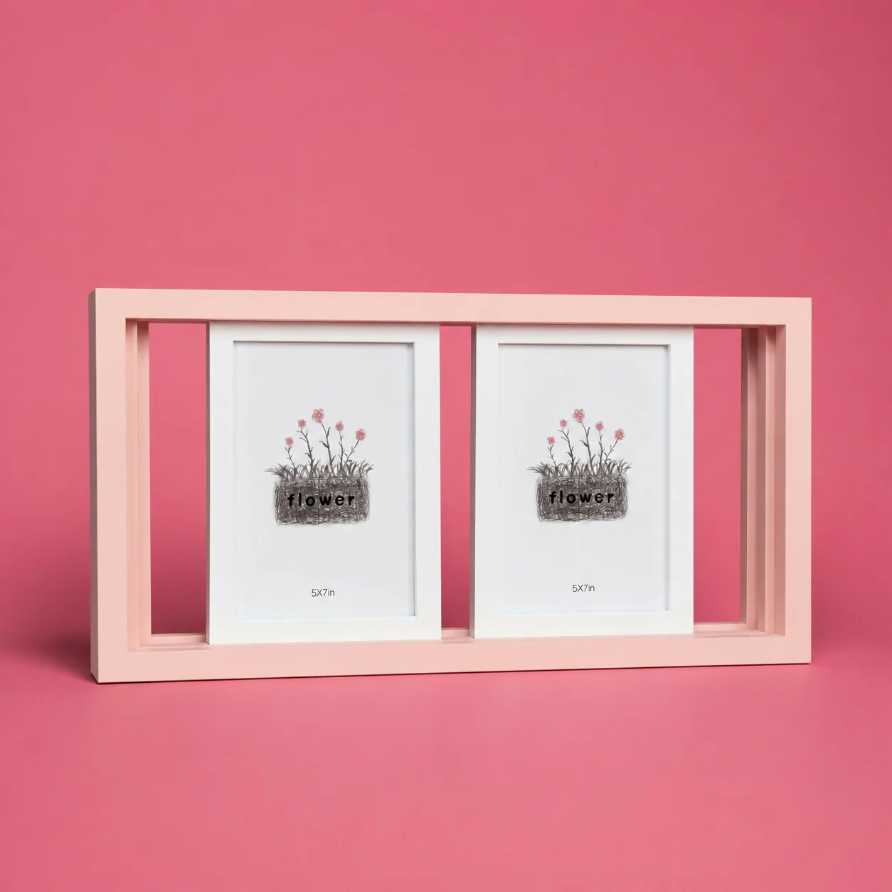 Triple Photo Frame 5x7 Wooden Horizontal Display Frame for Table - Image 4