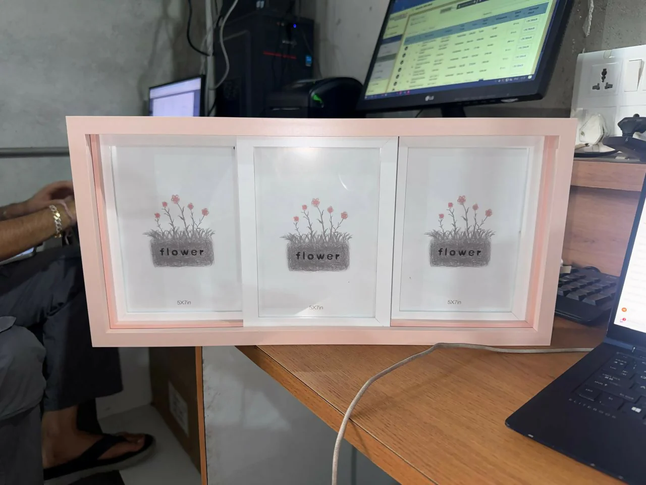 Triple Photo Frame 5x7 Wooden Horizontal Display Frame for Table - Image 6