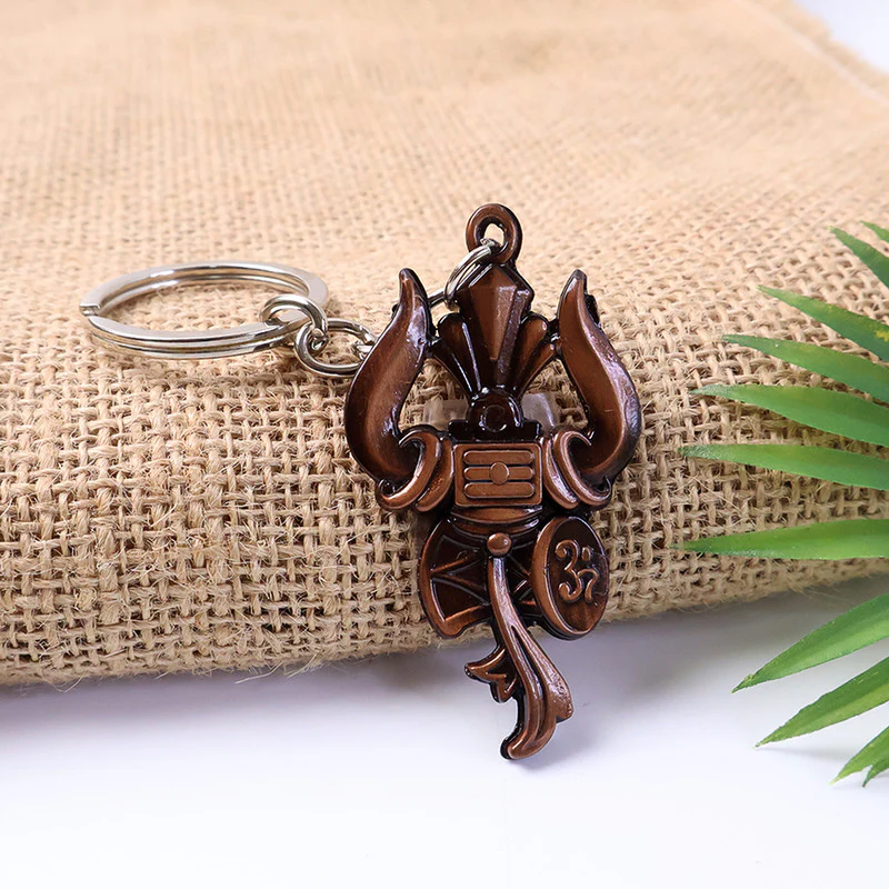 Trishul Damru Om Designer Keychain – Spiritual Antique Look Key Ring for Daily Use - Image 3
