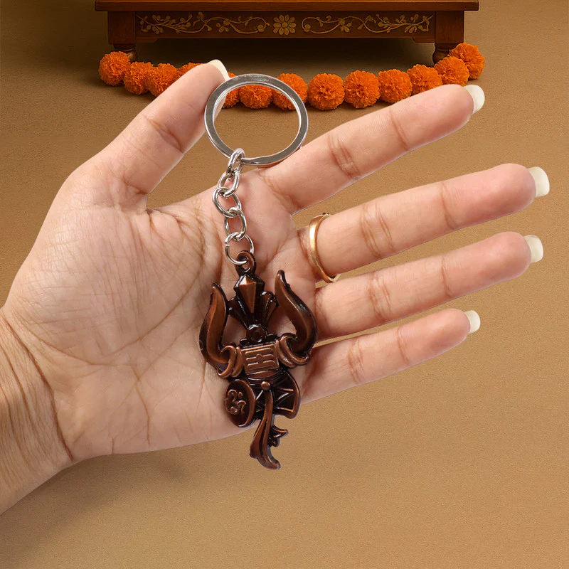 Trishul Damru Om Designer Keychain – Spiritual Antique Look Key Ring for Daily Use - Image 4