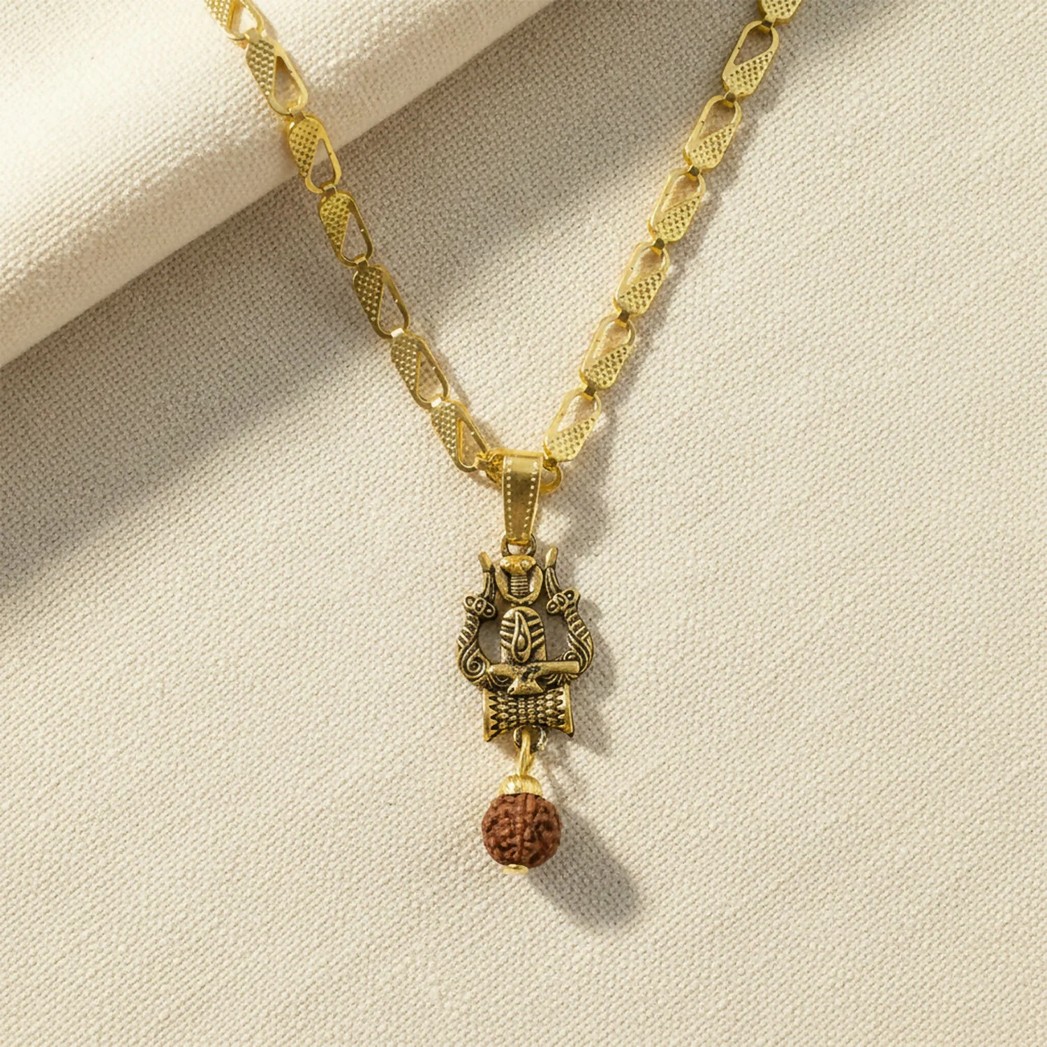Trishul Shivling Chain Pendant Rudraksha Drop - Image 2