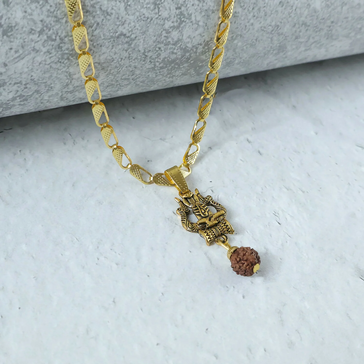 Trishul Shivling Chain Pendant Rudraksha Drop - Image 4