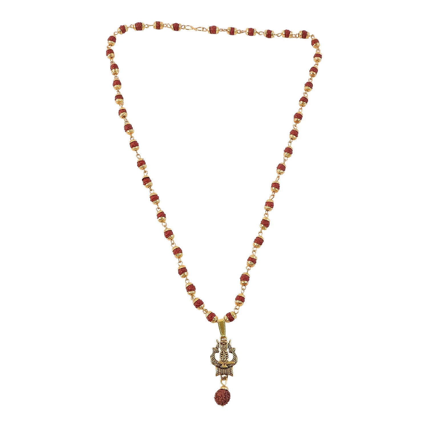 Trishul Shivling Gold Pendant & Rudraksha Mala - Image 5