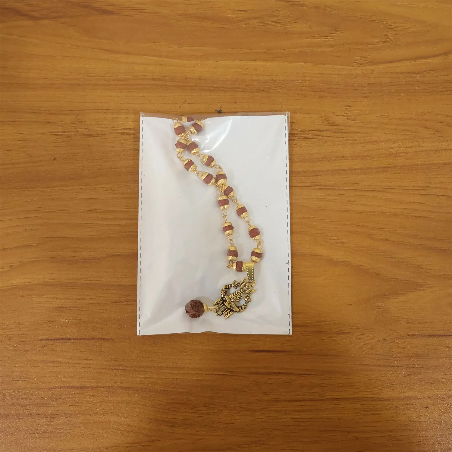 Trishul Shivling Gold Pendant & Rudraksha Mala - Image 6