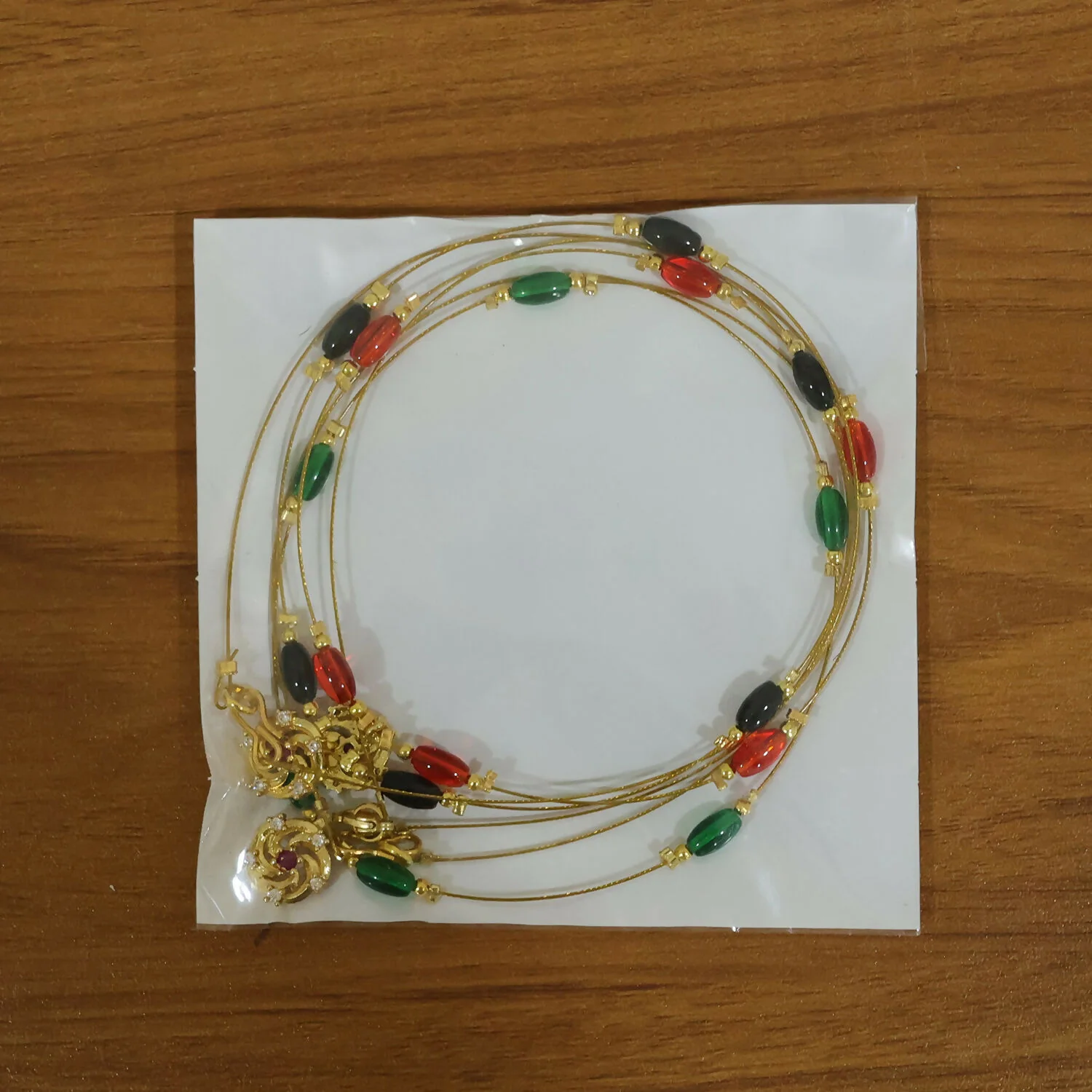 Triveni Beads Gold Necklace with Multicolor Navrang Design (3Pc/Set) - Image 3