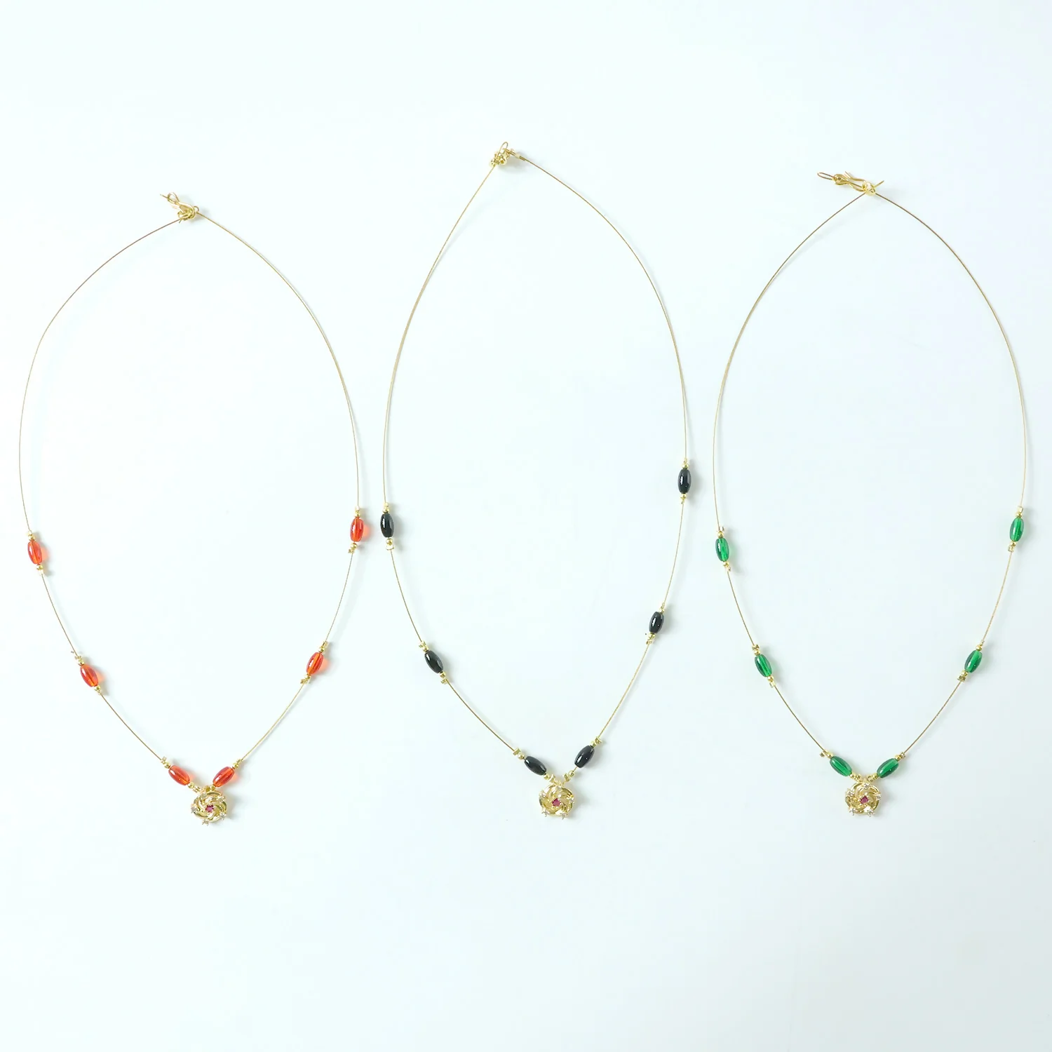 Triveni Beads Gold Necklace with Multicolor Navrang Design (3Pc/Set) - Image 6